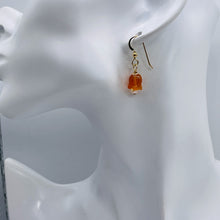 Load image into Gallery viewer, Carnelian Pearl 14K Gold Filled Earrings | 1 1/8" Long | Orange /White| 1 Pair |