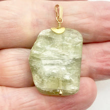 Load image into Gallery viewer, Kunzite Hiddenite Crystal 14K Gold Filled Pendant| 1 1/2" Long|Green | 1 Pendant