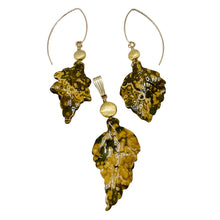 Load image into Gallery viewer, Jasper 14K Gold Filled Set Leaf | 2 1/2" Long | Tan | 1 Earrings and Pendant |