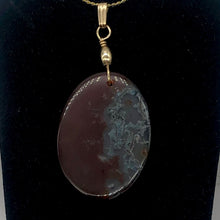 Load image into Gallery viewer, Moss Agate Oval 14K Gold Filled Pendant | 2" Long | Red Green Clear | 1 Pendant|