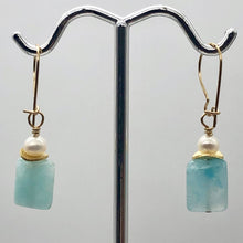 Load image into Gallery viewer, Hemimorphite and Pearl 14K Gold Filled Drop/Dangle Earrings| 1 1/4" Long | Blue|