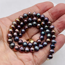 Load image into Gallery viewer, Premium Rainbow Peacock 8x7mm FW Pearl 8 inch Strand 002271HS