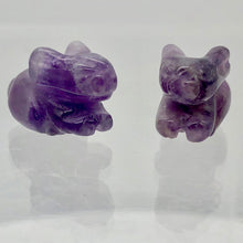 Load image into Gallery viewer, Hoppity 2 Carved Amethyst Bunny Rabbit Beads | 22x12x10m | Purple