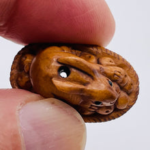 Load image into Gallery viewer, Hoppity Hop Carved Bunny Rabbit Boxwood Ojime/Netsuke Bead