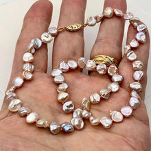 Load image into Gallery viewer, Ballerina Pink Rose Petal Keishi 18" Pearl Necklace with 14k gf pearl clasp.