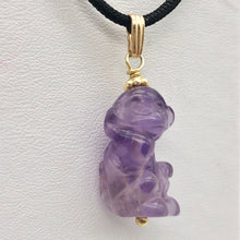 Load image into Gallery viewer, Swingin' Hand Carved Amethyst Monkey and 14K Gold Filled Pendant 509270AMG - PremiumBead Primary Image 1