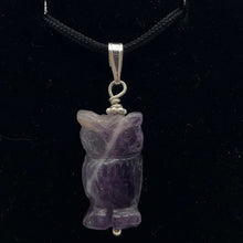 Load image into Gallery viewer, Amethyst Hand Carved Hooting Owl & Sterling Silver 1 3/8" Long Pendant 509297AMS - PremiumBead Alternate Image 3