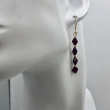 Load image into Gallery viewer, 14K Gold Filled Red Pyrope Garnet Earrings | 2 inches long | - PremiumBead Alternate Image 9