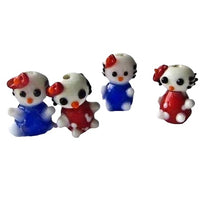 Load image into Gallery viewer, Four 4th of July Glass Lampwork Cartoon Cat Beads 8662
