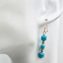Load image into Gallery viewer, Unique Natural USA Turquoise 14K Rose Gold Filled Earrings | 1 3/4" Long |