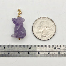 Load image into Gallery viewer, 14Kgf Faithful Natural Amethyst Carved Dog Pendant 509261AMG - PremiumBead Alternate Image 8