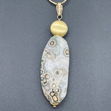 Load image into Gallery viewer, Ocean Jasper 14K Gold Filled Long | 2 3*4" Long | White/Gold | 1 Pendant |
