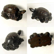 Load image into Gallery viewer, Carved &amp; Signed Money Turtle Dark Teak Ojime/Netsuke Bead - PremiumBead Primary Image 1
