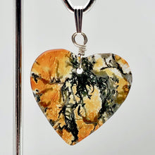 Load image into Gallery viewer, Limbcast Agate Valentine Heart Silver Pendant | 1 1/2 Inch Long | Orange/Green | - PremiumBead Alternate Image 6