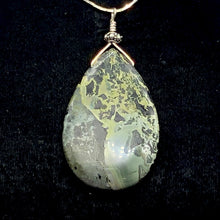 Load image into Gallery viewer, Tsunami Stone Briolette Sterling Silver Pendant | 2 3/4" Long | Green, White | 1