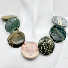 Load image into Gallery viewer, White Gray Green Gold Ocean Jasper Pendant Bead Half Strand| 36mm | 6 beads |