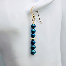 Load image into Gallery viewer, Shinning Teal Fresh Water Pearl 14K Gold Filled Earrings | 2" long | - PremiumBead Alternate Image 4