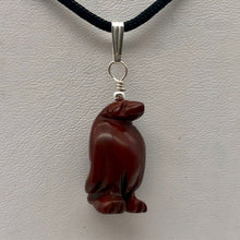 Load image into Gallery viewer, March of The Penguins Jasper Carved Bead & Silver Pendant| 1 3/8" Long| Red | - PremiumBead Alternate Image 7