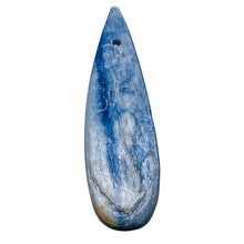 Load image into Gallery viewer, Kyanite 15.3g Teardrop Briolette Pendant Bead | 69x18x5mm | Blue Silver | 1 Bead