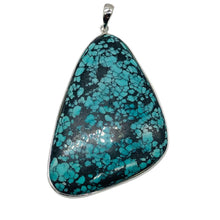 Load image into Gallery viewer, Natural Turquoise 63ct Sterling Silver Pendant | 2 1/2x1 1/2" | Blue/Black | 1 |