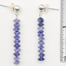 Load image into Gallery viewer, Vibrant Faceted Iolite Dangling Post Earrings | Sterling Silver | 1 3/4" Long |