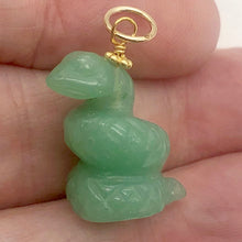 Load image into Gallery viewer, Sssslither! Carved Aventurine Snake 22K Vermeil Gold Pendant 509278AVG