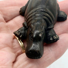 Load image into Gallery viewer, Carved Hippo Lovely Dark Teak Ojime/Netsuke Bead - PremiumBead Primary Image 1