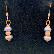 Load image into Gallery viewer, Delicate Rainbow Platinum 14k Rose Gold Filled Pearl Earrings | 7/8 inch drop |