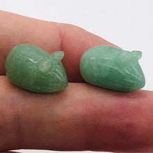 Load image into Gallery viewer, Two Aventurine Carved Mouse Beads | 19x11x11 mm | Green
