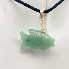 Load image into Gallery viewer, Swimmin'! Aventurine Fish Koi 14kgf Gold Pendant - PremiumBead Primary Image 1