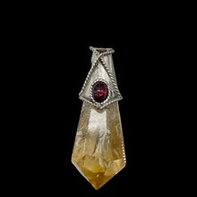 Load image into Gallery viewer, Carved Topaz Ruby Sterling Silver Pendant | 1 3/4" Long | Golden Red | 1 Pendant