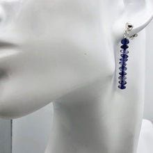 Load image into Gallery viewer, Vibrant Faceted Iolite Dangling Post Earrings | Sterling Silver | 1 3/4" Long |