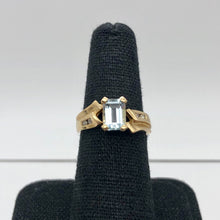 Load image into Gallery viewer, Natural Aquamarine & Diamond Solid 10Kt Yellow Gold Art Deco Ring Size 6 9982G - PremiumBead Alternate Image 8