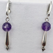 Load image into Gallery viewer, Semi-Precious Royal Natural Faceted 8mm Amethyst Sterling Silver Drop Earrings - PremiumBead Alternate Image 8