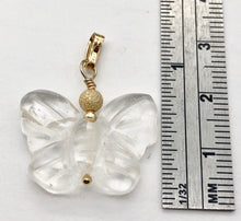 Load image into Gallery viewer, Flutter Carved Quartz Butterfly 14Kgf Pendant | 1 1/4" Long| Clear | 1 Pendant | - PremiumBead Alternate Image 6