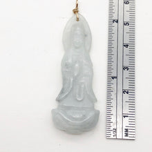 Load image into Gallery viewer, Carved Quan Yin Precious Stone Jewelry Pendant in Green White Jade and Gold