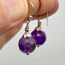 Load image into Gallery viewer, Faceted 10mm Amethyst and Sterling Earrings 309385