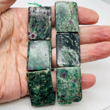 Load image into Gallery viewer, Rare Sparkling Ruby Fuschite 35x25mm Rectangle Pendant Bead Strand 108054