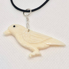 Load image into Gallery viewer, White Raven Carved Bone W / Sterling Silver Pendant 510804S - PremiumBead Alternate Image 2
