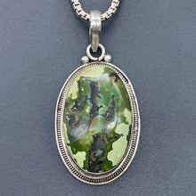 Load image into Gallery viewer, Green Turquoise Sterling Silver Native Oval Pendant | 2 1/4" Long | Green | 1 |