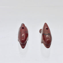 Load image into Gallery viewer, 2 Carved Brecciated Jasper Jumping Dolphin Beads | 26x13.5x7.5mm | Red/Grey - PremiumBead Alternate Image 7
