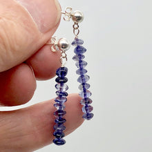 Load image into Gallery viewer, Vibrant Faceted Iolite Dangling Post Earrings | Sterling Silver | 1 3/4" Long |