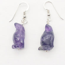Load image into Gallery viewer, Amethyst Sterling Silver Dangle Penguin Earrings | 1 1/2" Long| Purple | 1 Pair|