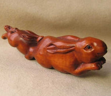 Load image into Gallery viewer, Bunny Rabbits Hand Carved Boxwood Signed Ojime/Netsuke Bead - PremiumBead Primary Image 1