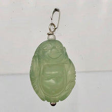 Load image into Gallery viewer, Hand Carved Green Jade Buddha Sterling Silver Pendant| 1 5/8" Long |