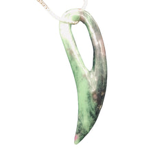 Load image into Gallery viewer, Ruby Zoisite Gemstone Comma Pendant | 94x28x6mm | Green/Red | 1 Pendant |