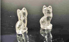 Load image into Gallery viewer, Adorable! 2 Quartz Sitting Carved Cat Beads | 21x14x10mm | Clear - PremiumBead Primary Image 1