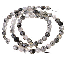 Load image into Gallery viewer, Shine! Natural Untreated Tourmalated Quartz Faceted Round Bead Strand | 6 mm |