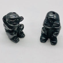 Load image into Gallery viewer, Swingin 2 Carved Hematite Monkey Beads | 20.5x12x11mm | Silver black