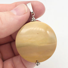 Load image into Gallery viewer, Natural Golden Mookaite Coin w/ Sterling Silver Pendant | 36mm | 2.19" Long - PremiumBead Alternate Image 3